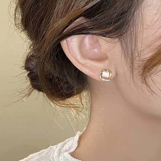 Small Square Ear Studs Light Luxury Minority Design Sense